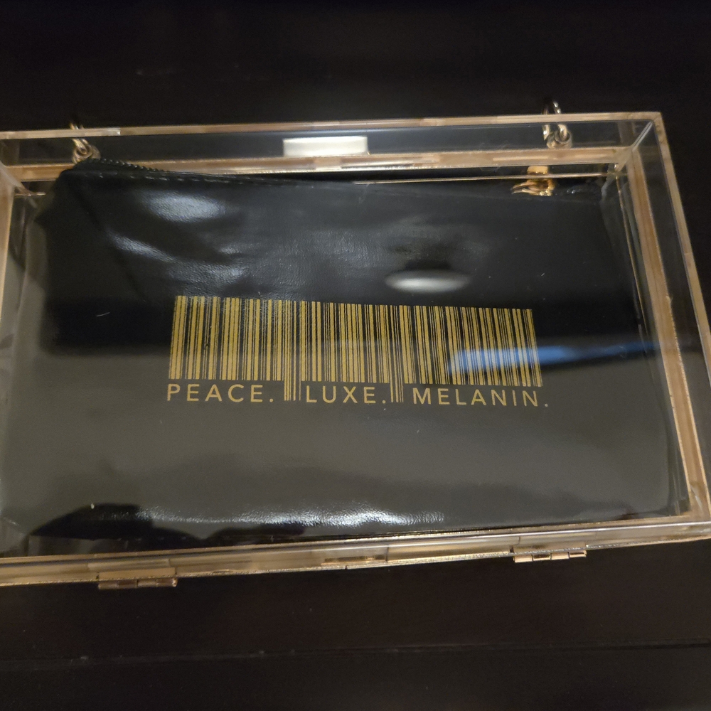 Clear Acrylic Clutch Bag w/ cute barcode bag inside